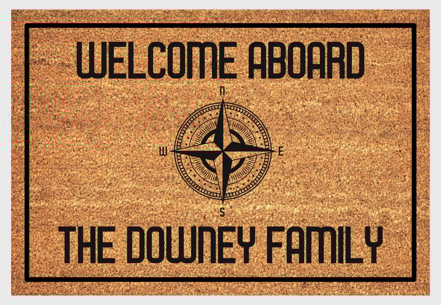 Welcome Aboard Doormat - Personalized Boat Welcome Mat - 3 Sizes