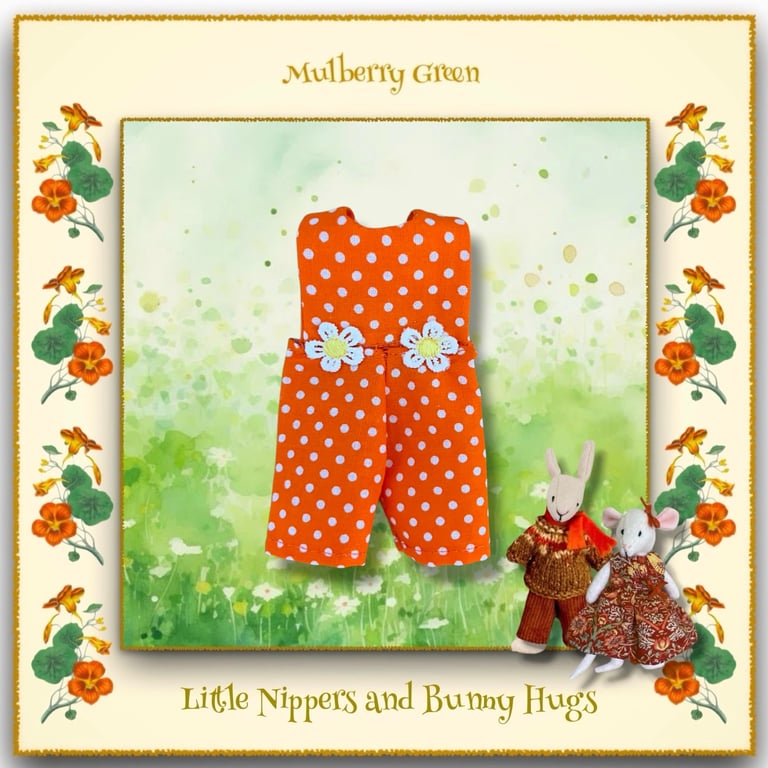 Orange Spotted Dungarees to fit the Little Nippers and Bunny Hugs 