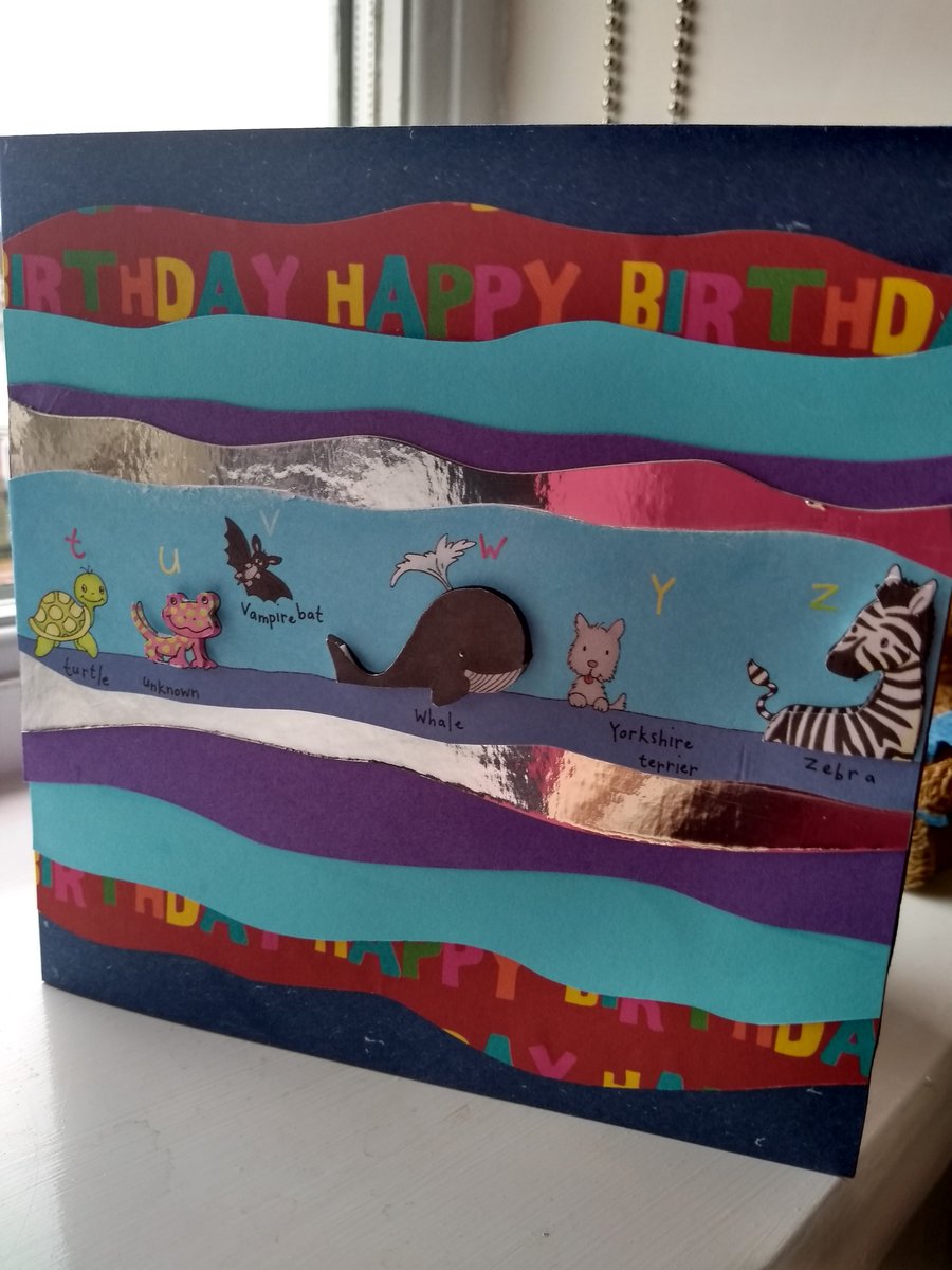 Children's animal alphabet personalised birthday card
