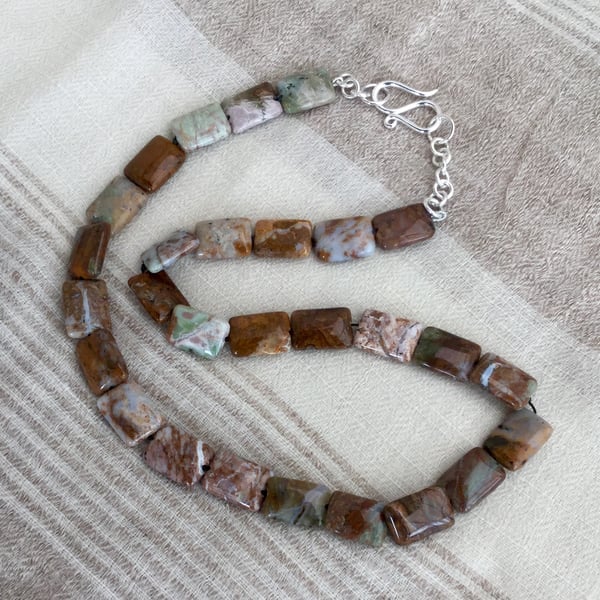 Sterling Silver and Picture Jasper Necklace