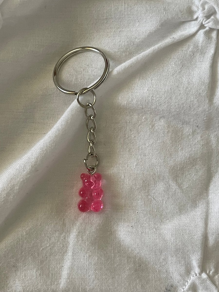 Hot pink gummy bear keychain