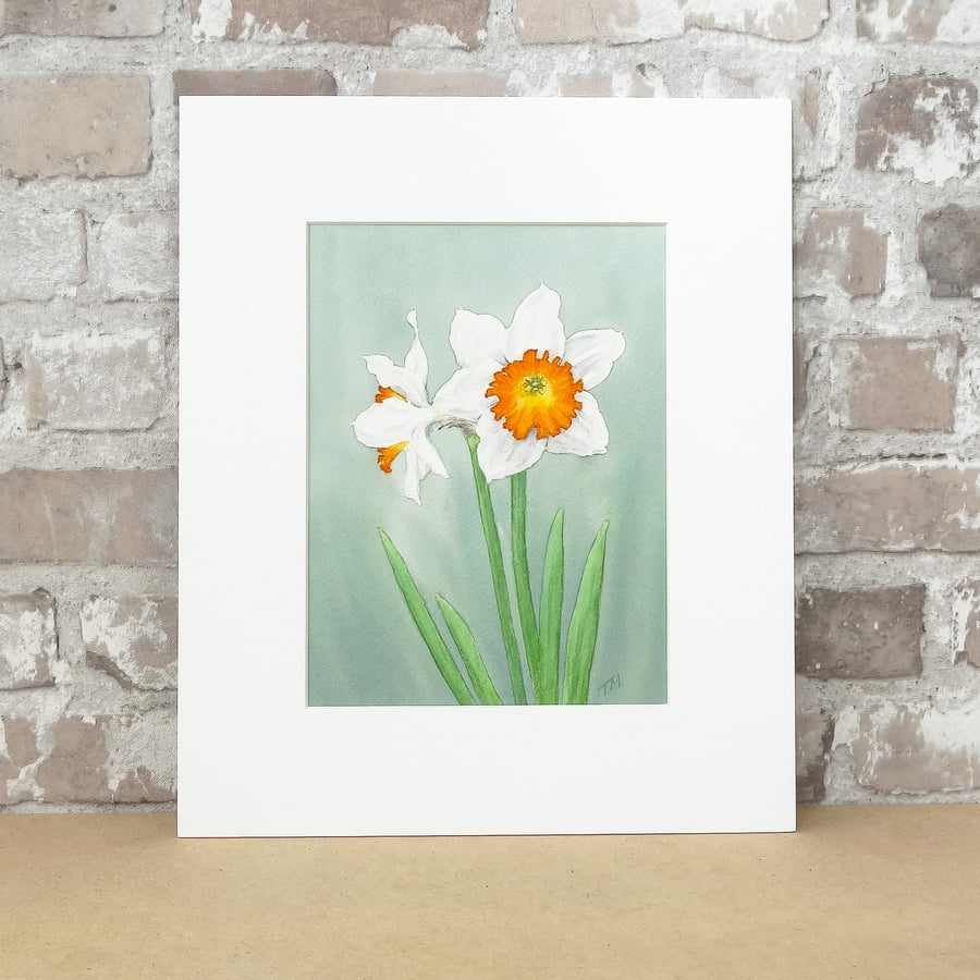 Origninal Watercolour Floral Painting Daffodil Art