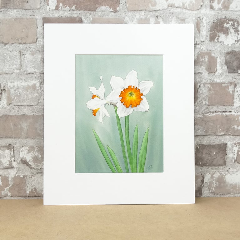 Origninal Watercolour Floral Painting Daffodil Art
