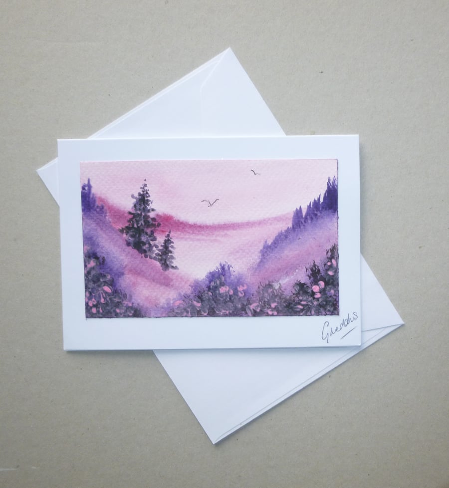 hand painted fantasy landscape greetings card ( ref FA 408 P1 )
