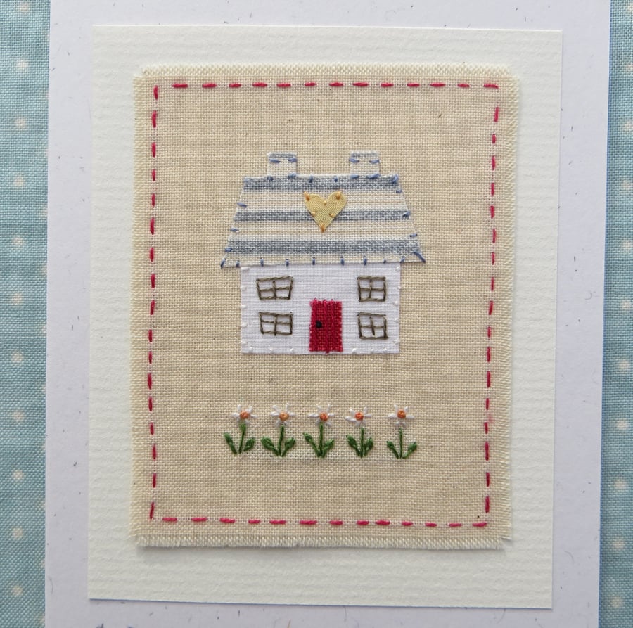Daisy Cottage hand-stitched card