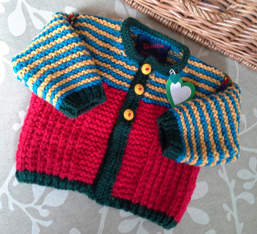 Unisex Baby Aran Jacket with wool 0-6 months