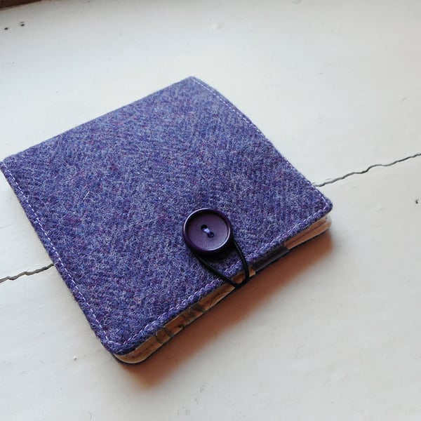 Card or teabag wallet in purple wool 