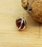 Red Black Sardonyx circle pendant. August birthstone. Minimalist sterling silver - Image 1