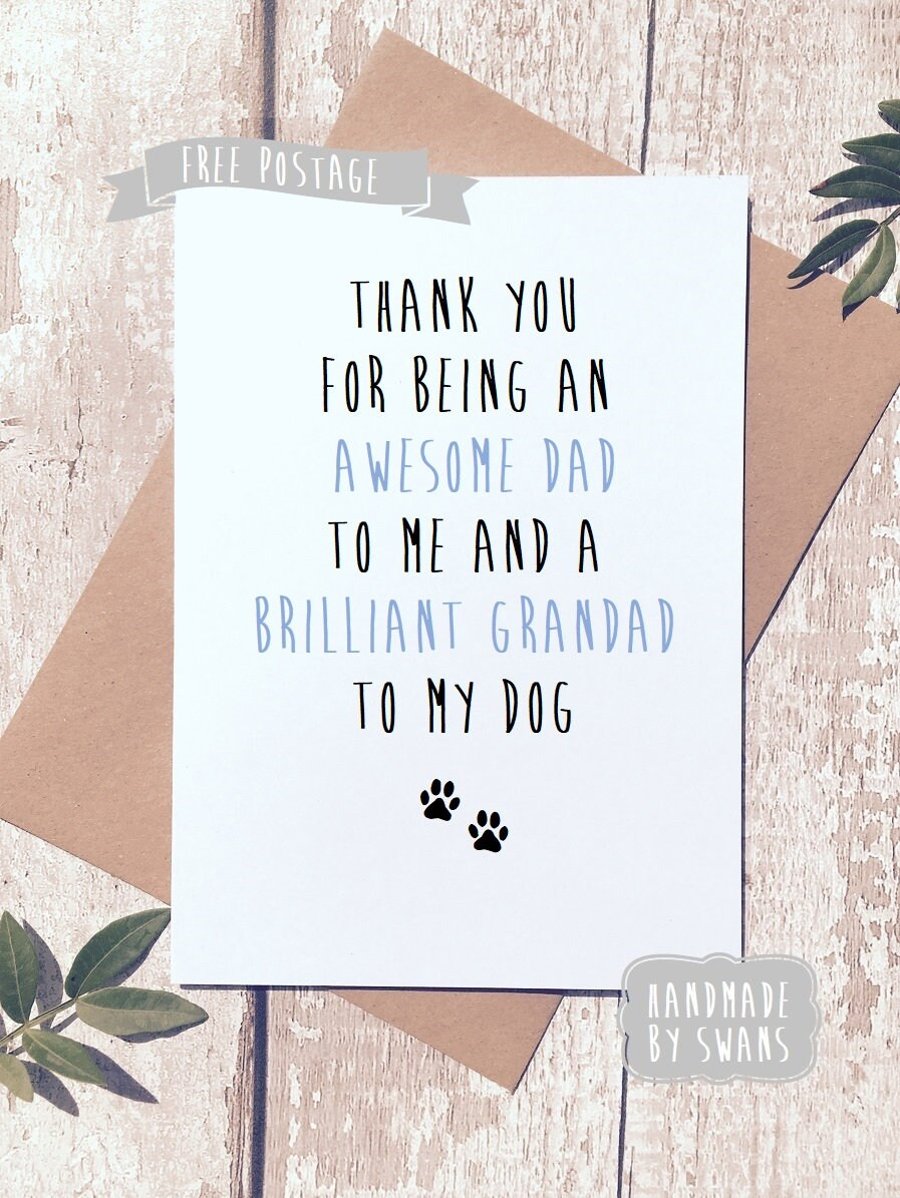 Dad Birthday card,Funny card for Dad, Funny card for grandad, dog lover card, 