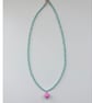 Summer Fun Light Pastel Green Seed Bead Necklace With Pastel Pink Bead