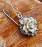 Victorian Origami Rose Earrings, Book Page Art, surgical steel or sterling silve