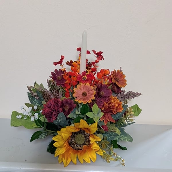 Unique artificial Autumn floral table centre piece, table decor.