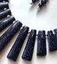 Blue Goldstone Tapered Necklace & Earrings Handmade Jewellery Gift Set  - Image 5