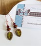 Rustic autumnal Czech bead and dogwood leaf earrings - Image 4