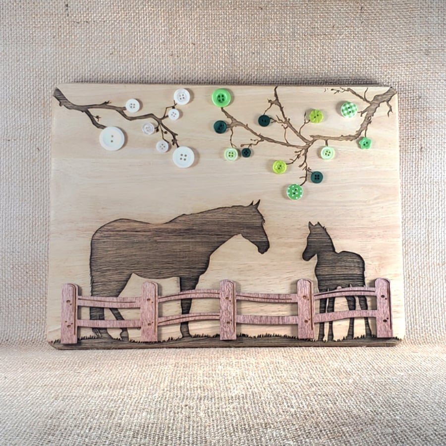 Behind the Fence - Laser  Engraved  Wooden Plaque