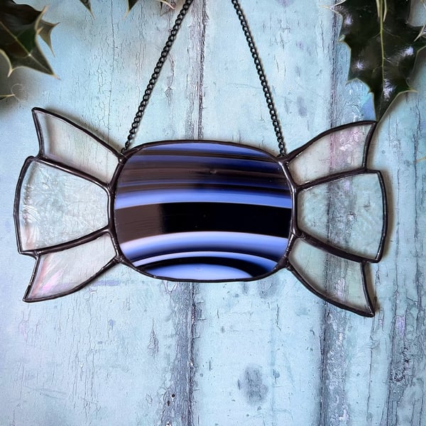 Stained glass humbug Christmas decoration - sweets decoration 