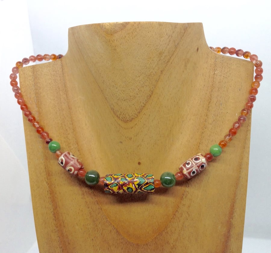 Antique Venetian trade beads from Africa threaded in a new necklace