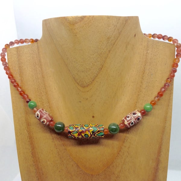 Antique Venetian trade beads from Africa threaded in a new necklace
