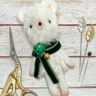 Christmas Mouse Tiny Art Doll Green