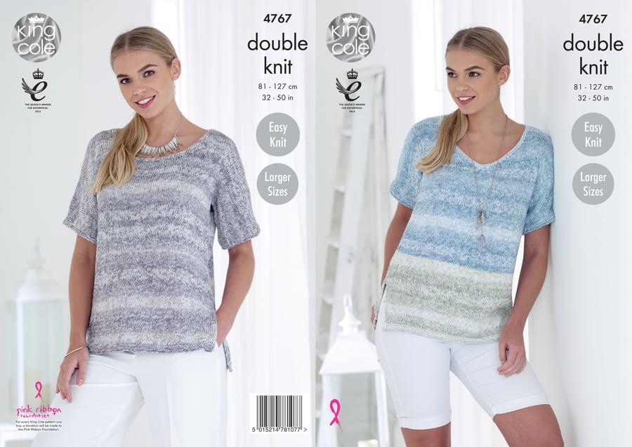 Knitting Pattern - King Cole DK Pattern 4767 - Ladies Tops  