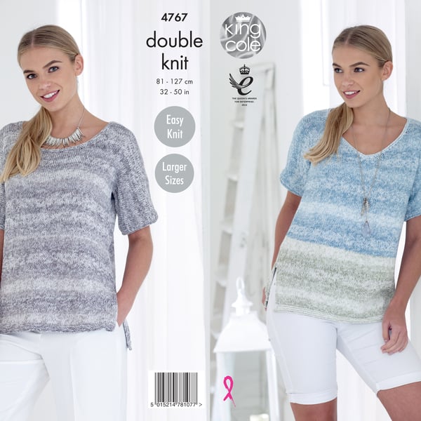 Knitting Pattern - King Cole DK Pattern 4767 - Ladies Tops  