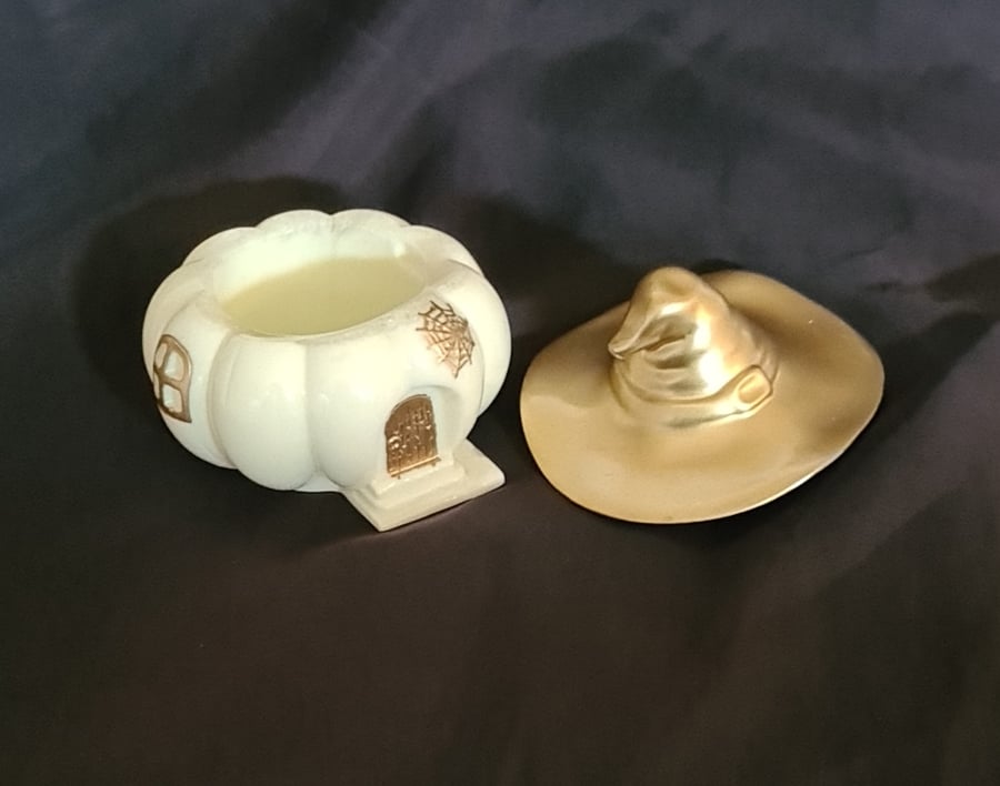 Gorgeous Golden Hat Pumpkin Trinket Box 