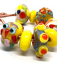Artisan Lampwork Glass Beads – Cheerful Yellow Owl & Summer Meadow Set