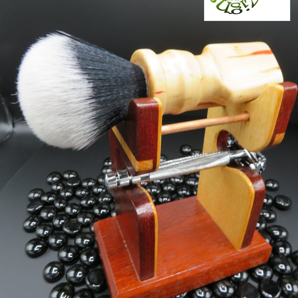Handcrafted Shaving Brush in Maple wood with a Red Resin Vein SKU-SB10