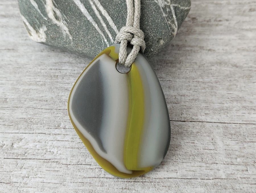 Glass Pebble adjustable pendant necklace