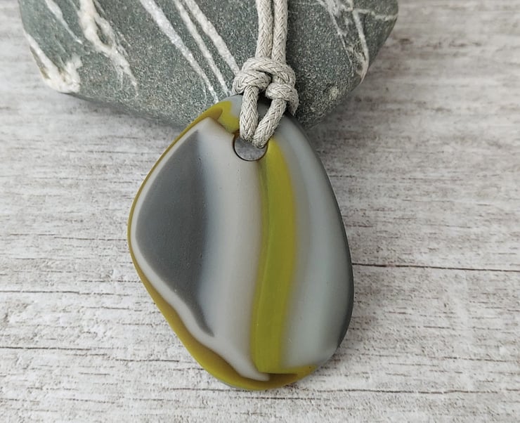 Glass Pebble adjustable pendant necklace - Folksy
