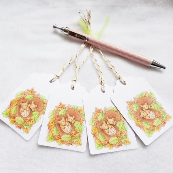 Sleeping Hedgehogs Gift Tags - set of 4 tags