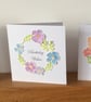 Purple & Blue Floral Design Birthday Card - Image 1