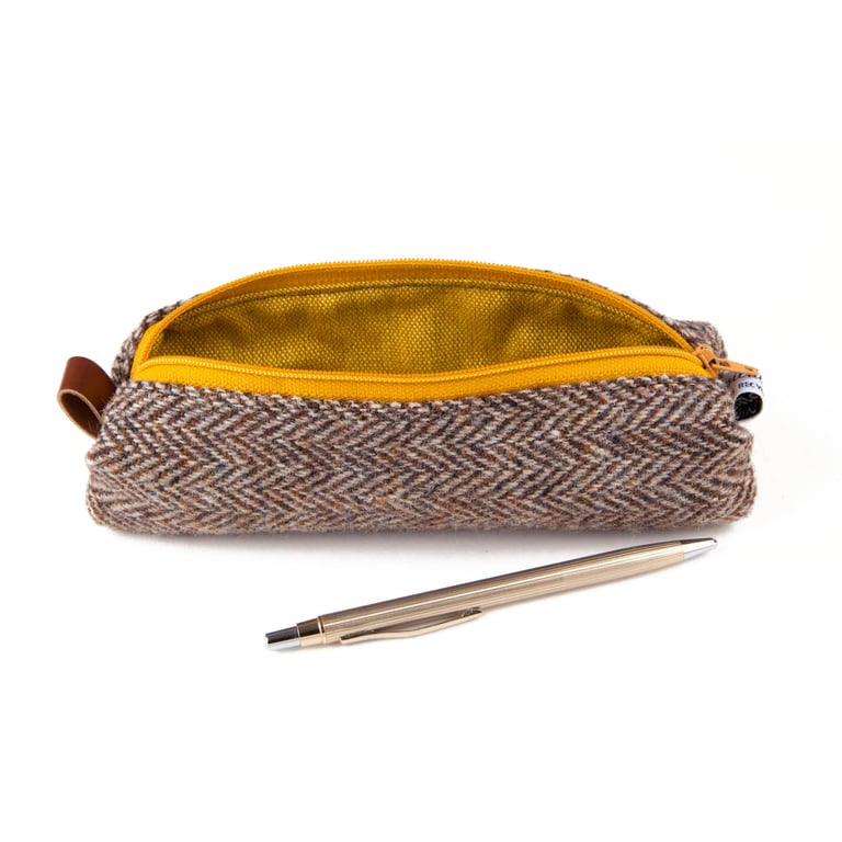 Upcycled Tweed Pencil Case - Handmade
