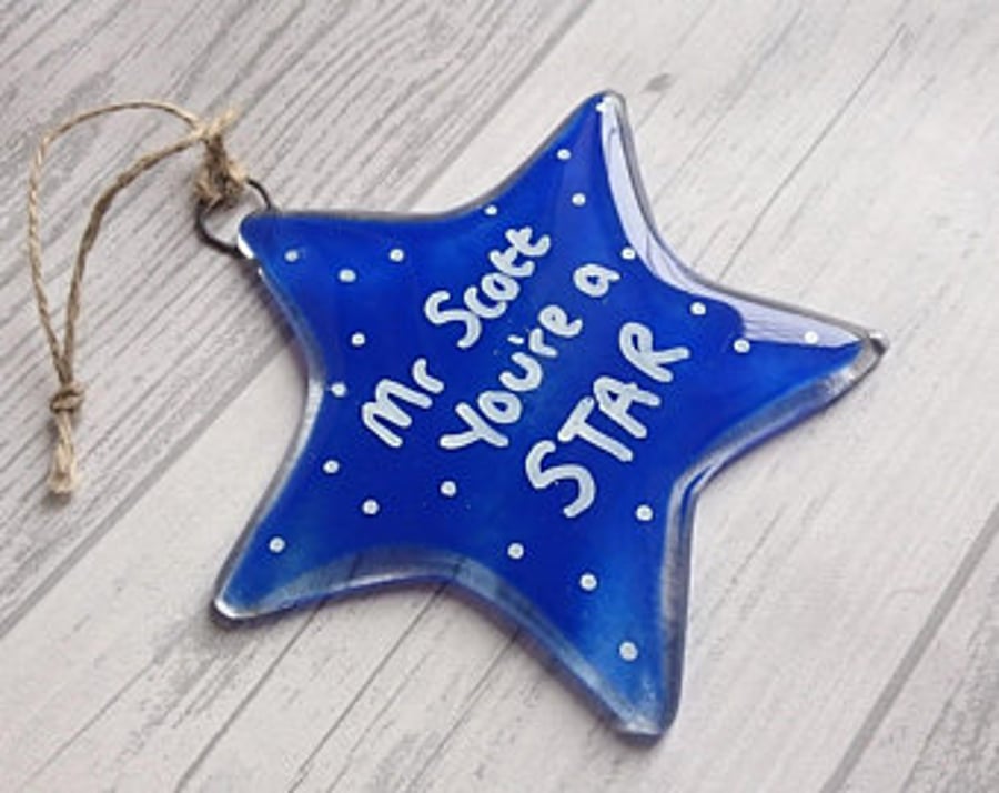 You're a Star Fused Glass Hanging Star, Personalised with name