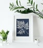 A unique handmade Cyanotype Photogram- Sweet Cicely Leaf, - Image 7
