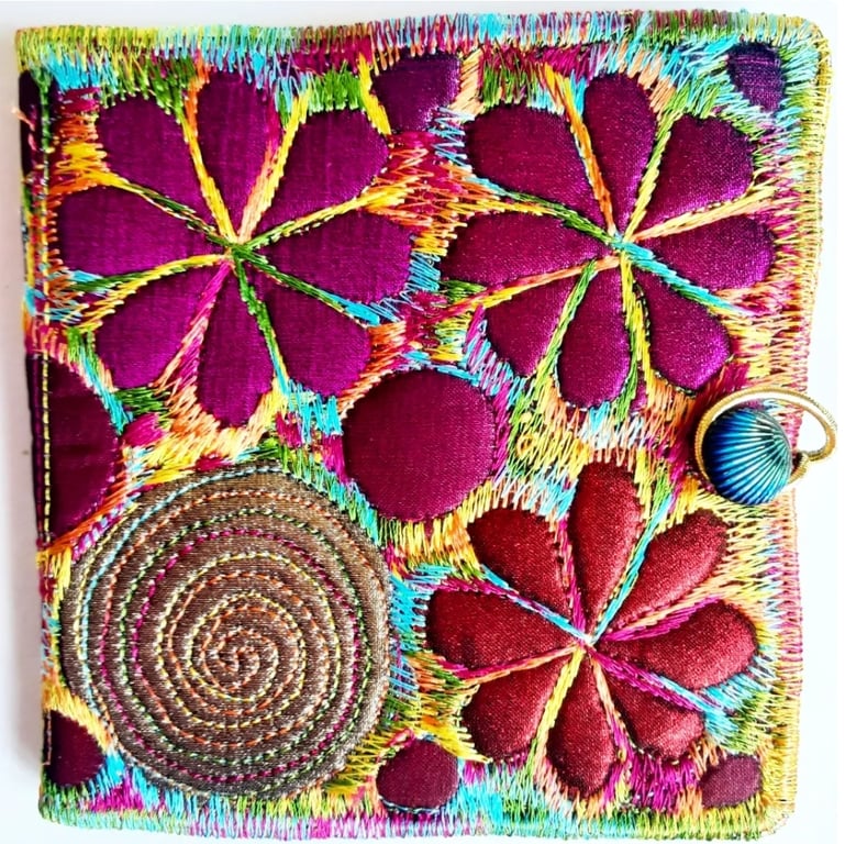 Sewing Needle Case with Free Machine Embroidery 