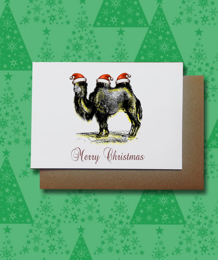 funny Camel Animal Christmas Card, Wildlife Greetings Card, A6,