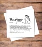Barber Definition Card - Birthday, Thank you, personalised, blank inside - Image 1