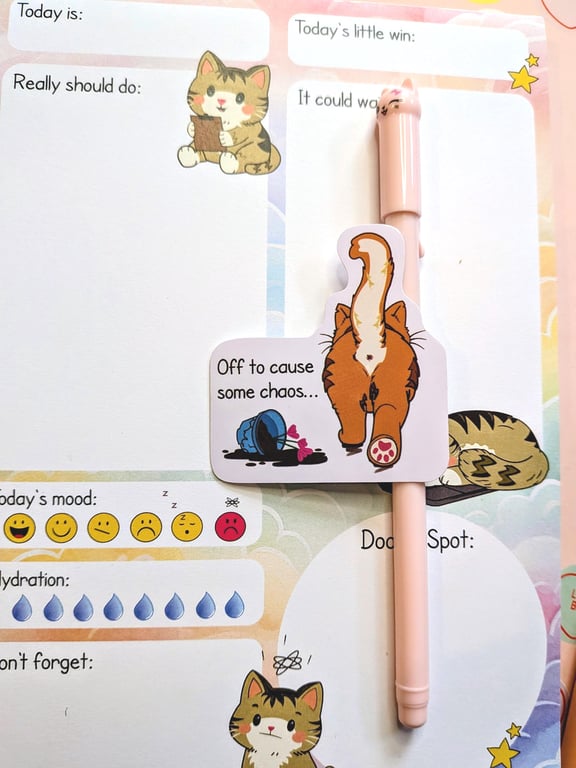 Funny Ginger Tabby Cat Sticker, Mischievous Kitty Vinyl Decal, Laptop Waterbottl