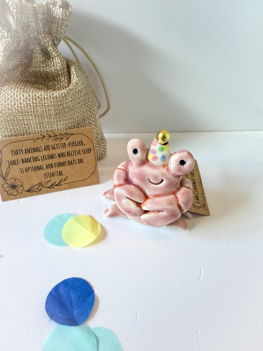 Handmade porcelain party crab 
