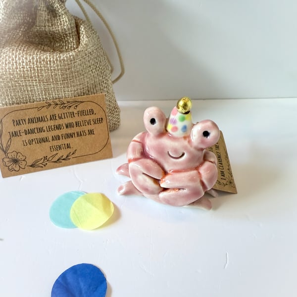 Handmade porcelain party crab 