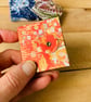 Tiny Concertina Sketchbook with Removable Cover. Kimono Cranes.
