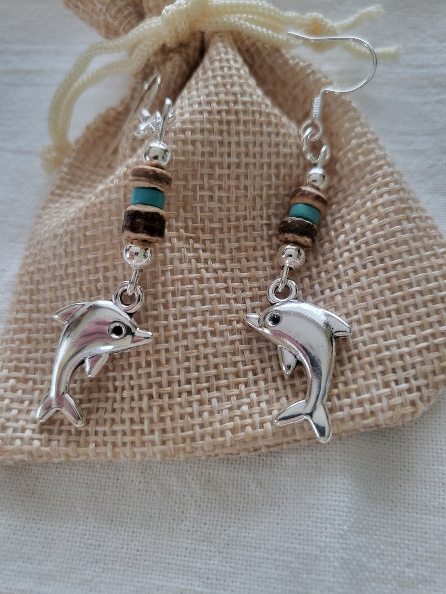 Dolphin silver plated earrings
