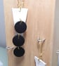 Black and White Leather Spot Backgammon Style Drop Dangle Earrings - Image 7