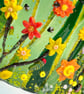 Fused Glass Wavy Panel - Large - Green - Orange - Yellow - Image 7