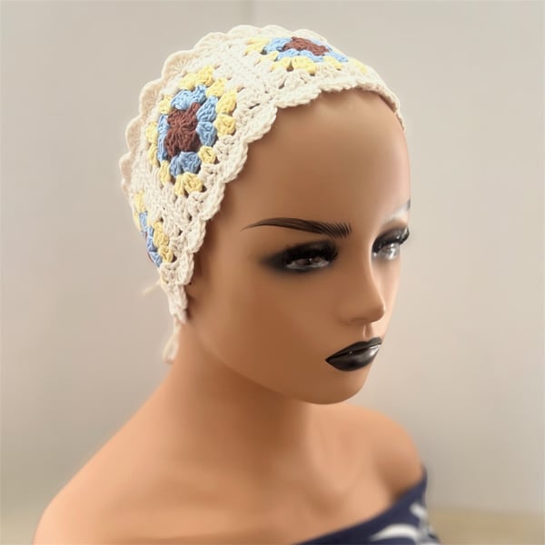 Granny Square Cotton Headband – Handmade & Joyfully Colourful
