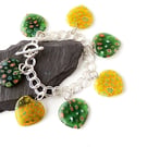Yellow & Green Hearts Bracelet with Toggle Clasp - 7" Long (SALE)  703