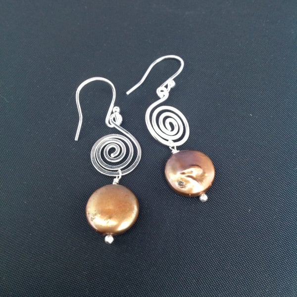 Large silver swirl earrings 