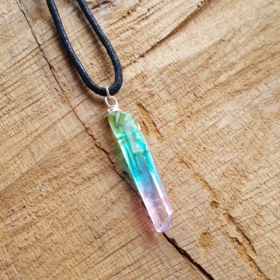 Handmade quartz ombre rainbow point choker necklace