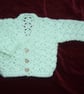 lacy mint green crocheted baby V neck cardigan ( ref FA 8 G1 )